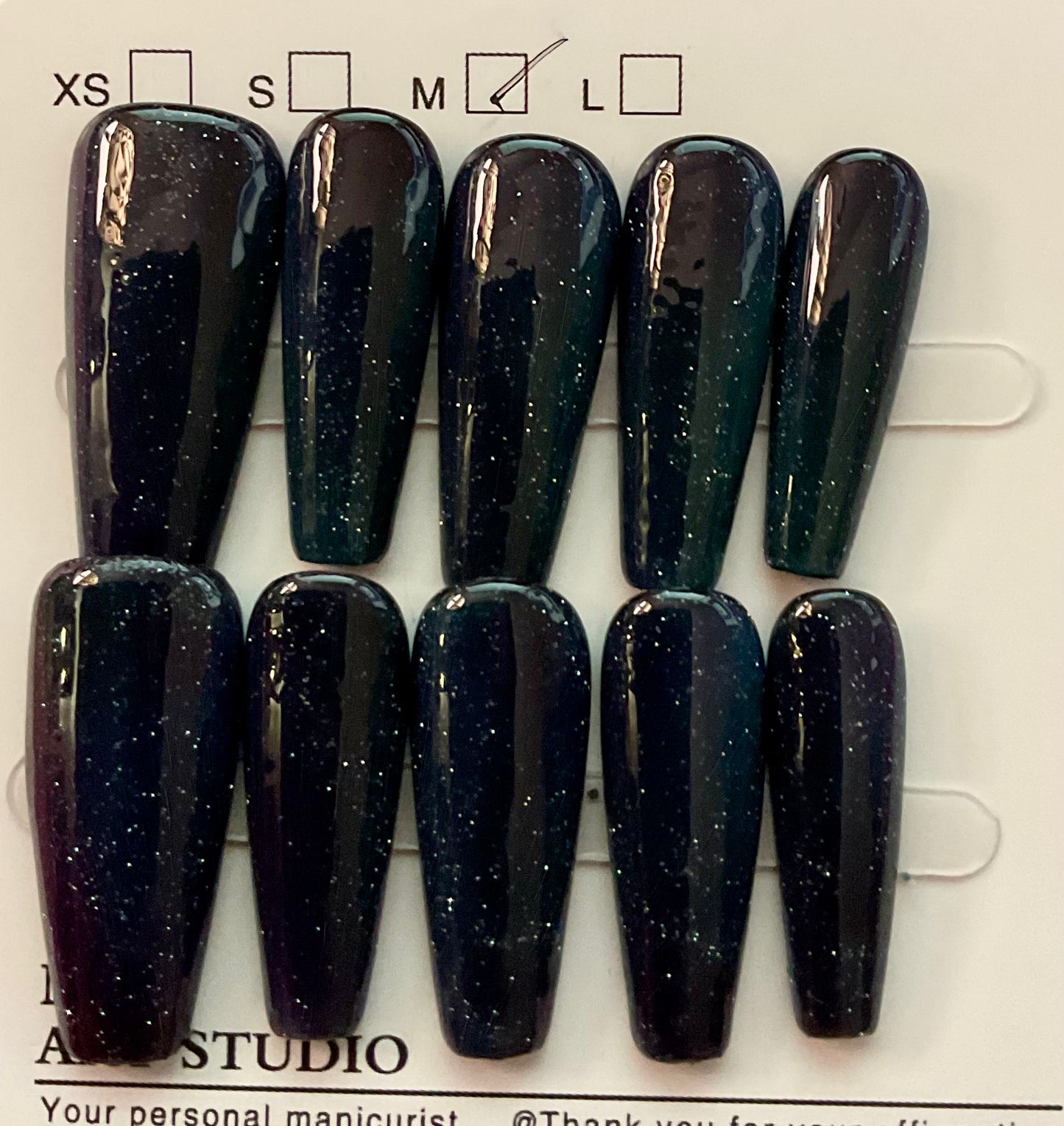 Emerald Midnight Press On Nails