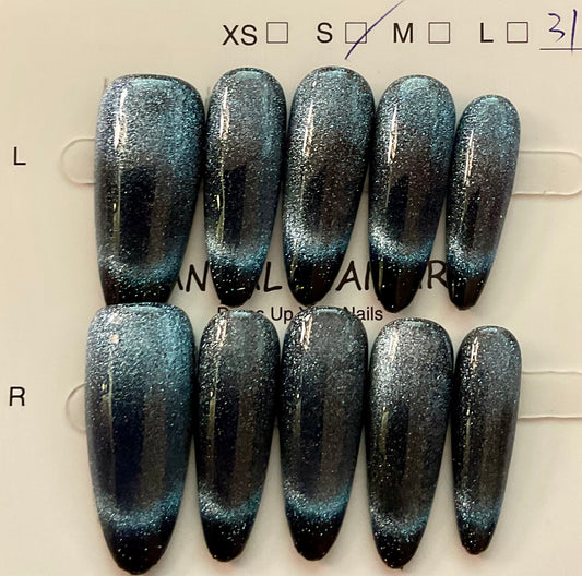 Midnight Chrome Ombre Press On Nails