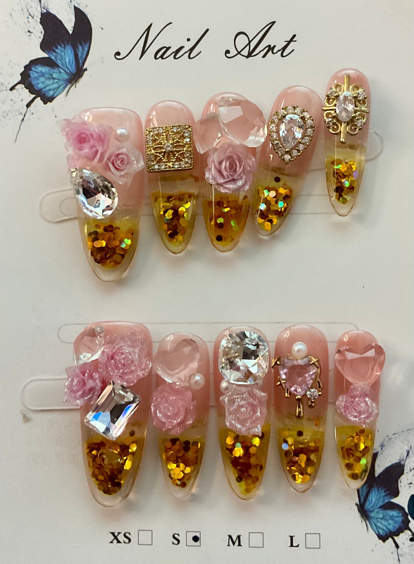 Golden Rose Press On Water Nails