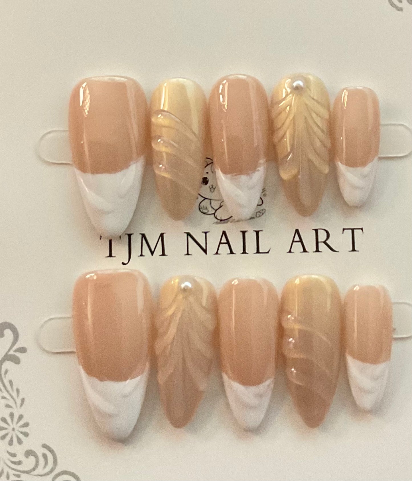 Golden Leaf French Press On Nails