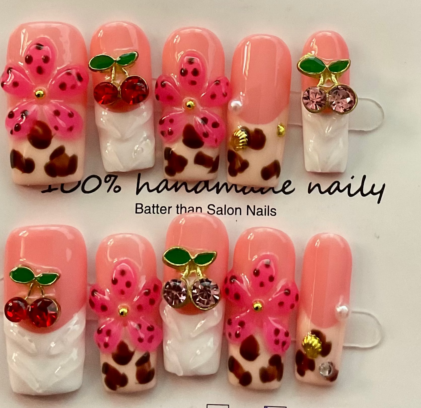 Cherry Blossom Leopard Press On Nails