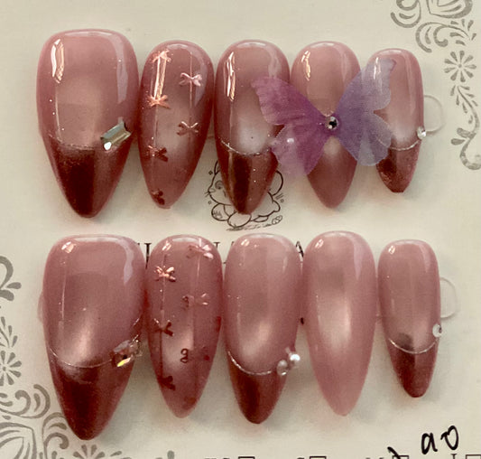 Blush Pink Butterfly Press On Nails