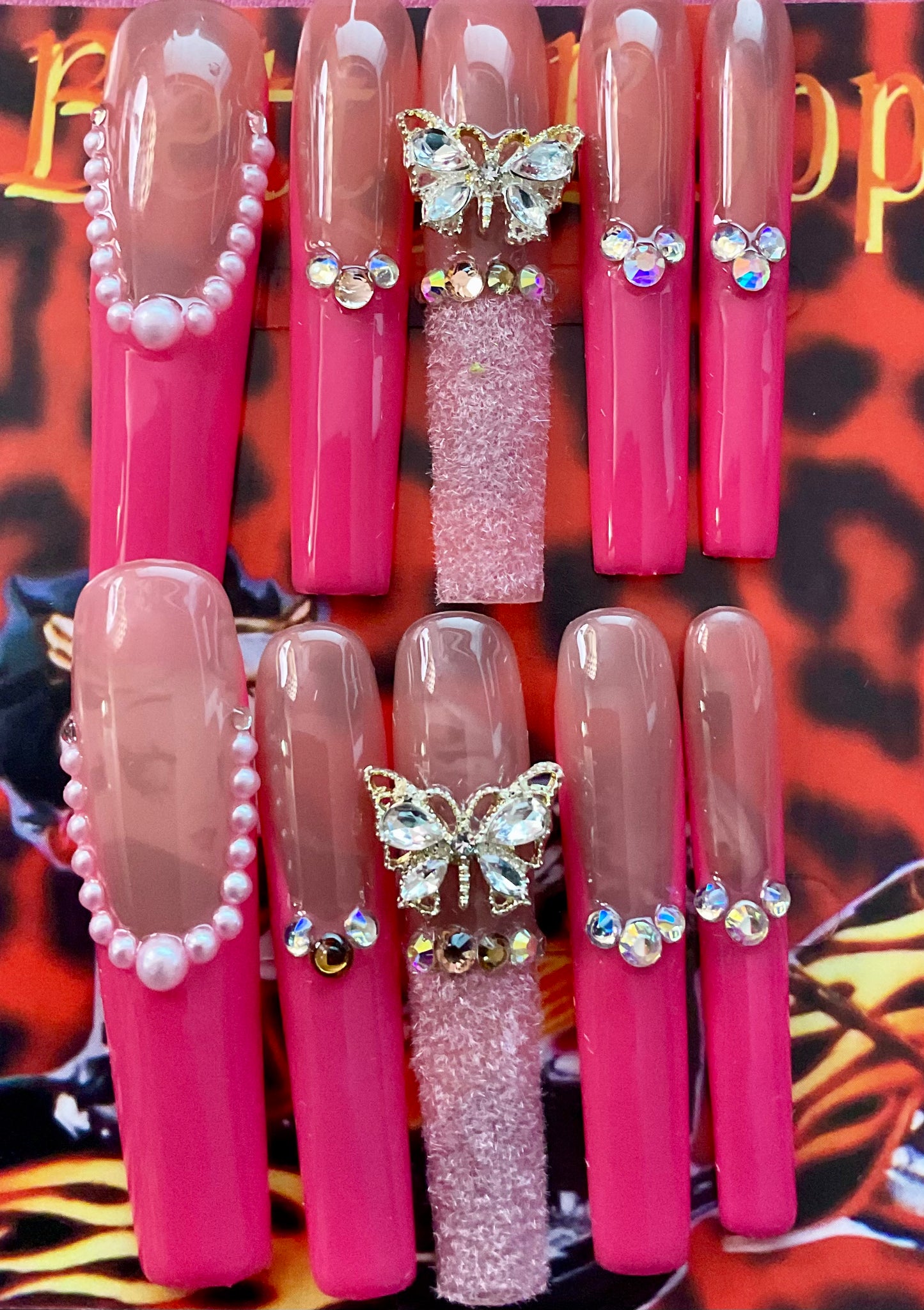 Pearl Kiss Butterfly Press On Nails