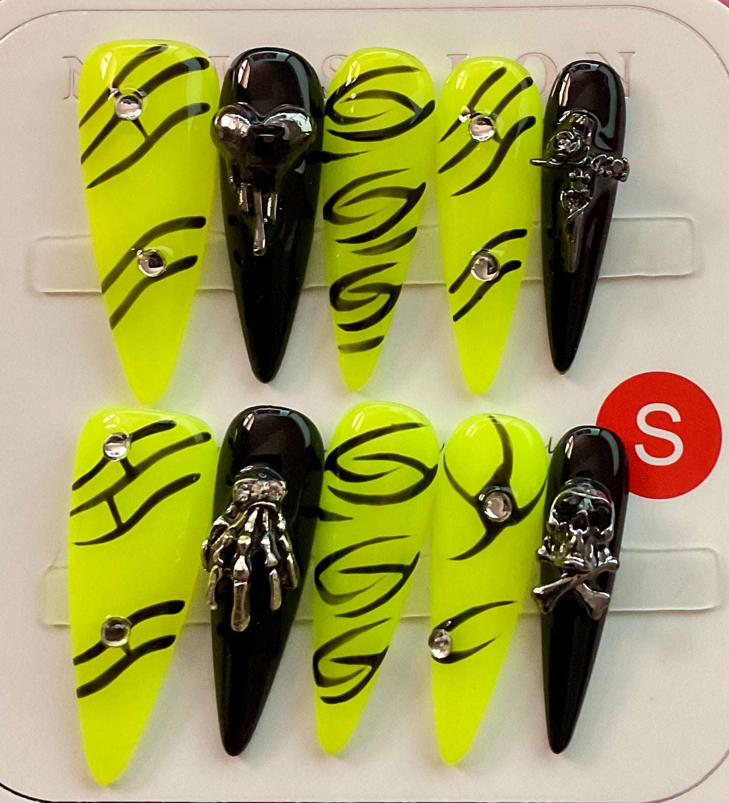 Neon Skull Press On Nails