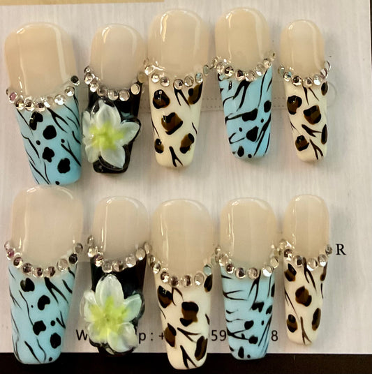 Wild Safari Rhinestone Press On Nails
