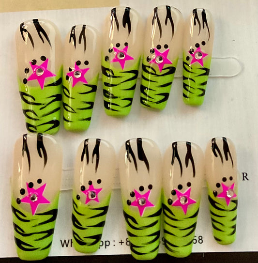 Neon Jungle Star Press On Nails