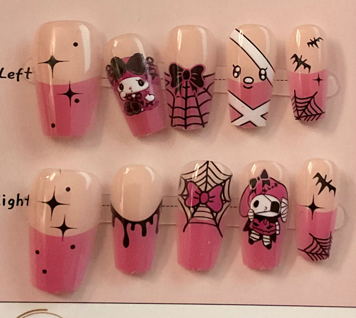 Pink Mummy & Bats Press On Nails