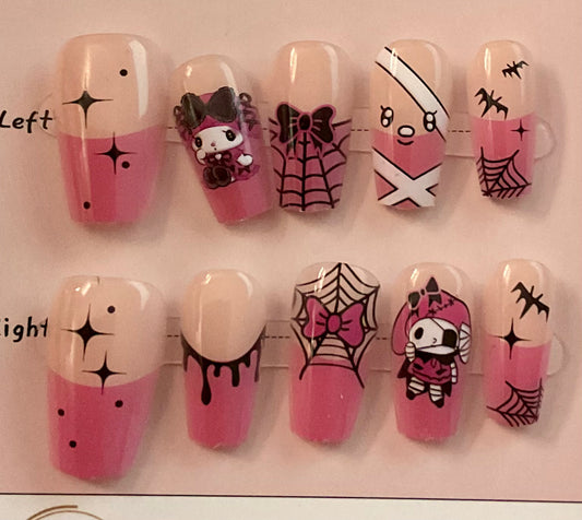 Pink Mummy & Bats Press On Nails