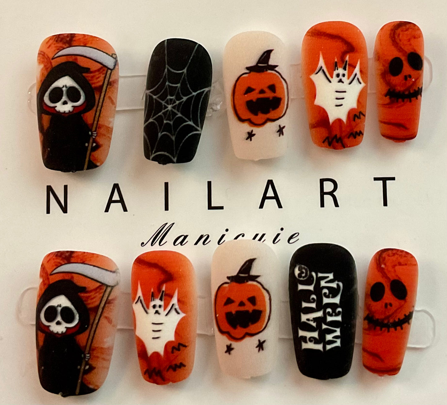Grim Reaper & Pumpkin Press On Nails