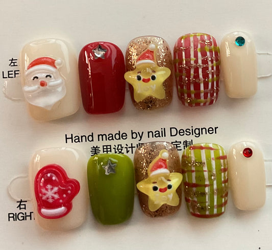 Merry & Bright 3D Press On Nails