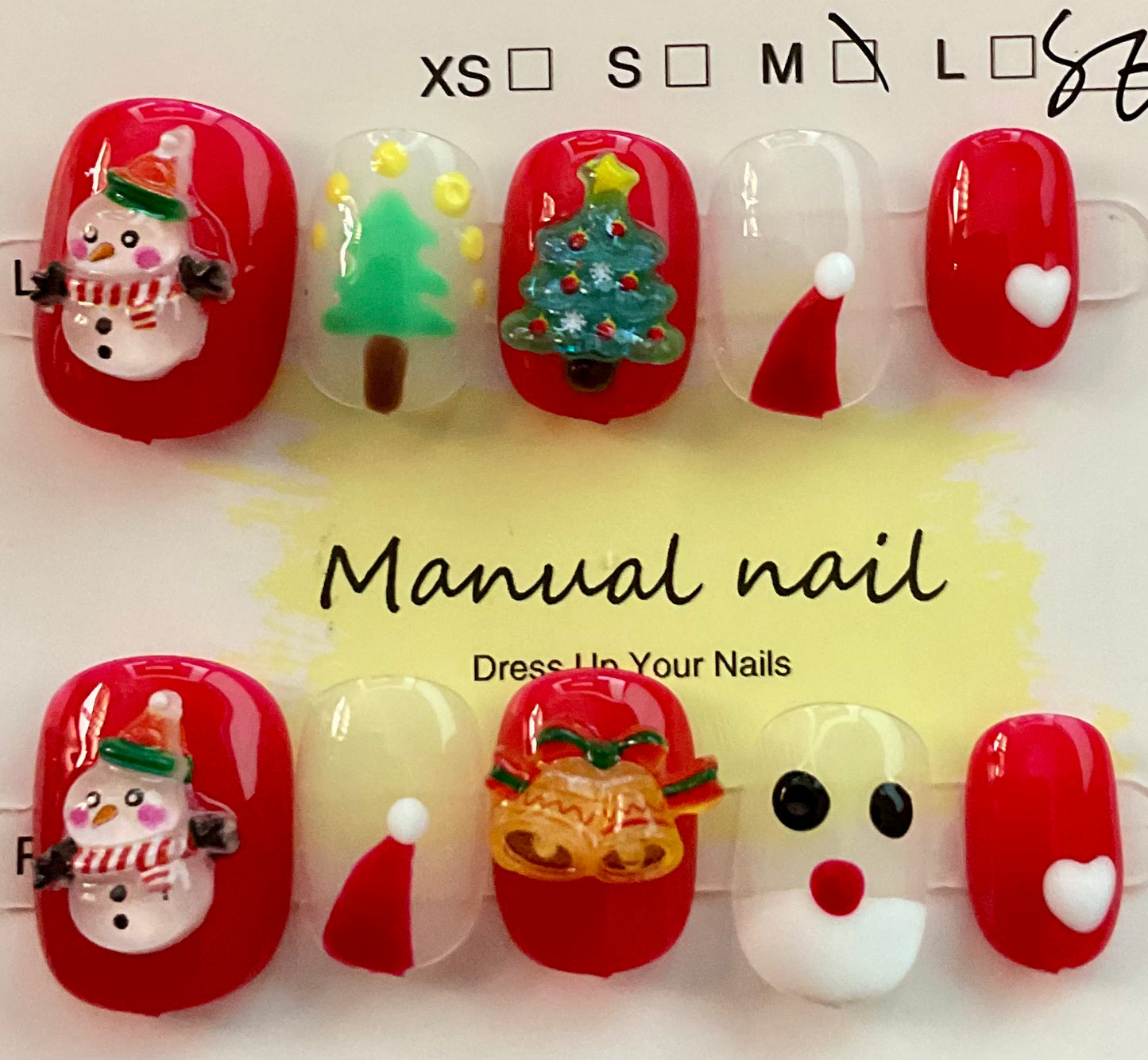 Festive Snowman & Christmas Tree Press On Nails