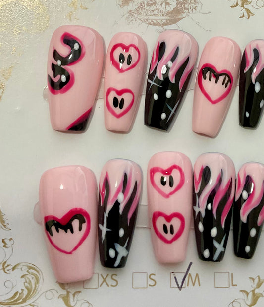 Sweetheart Flames Press On Nails