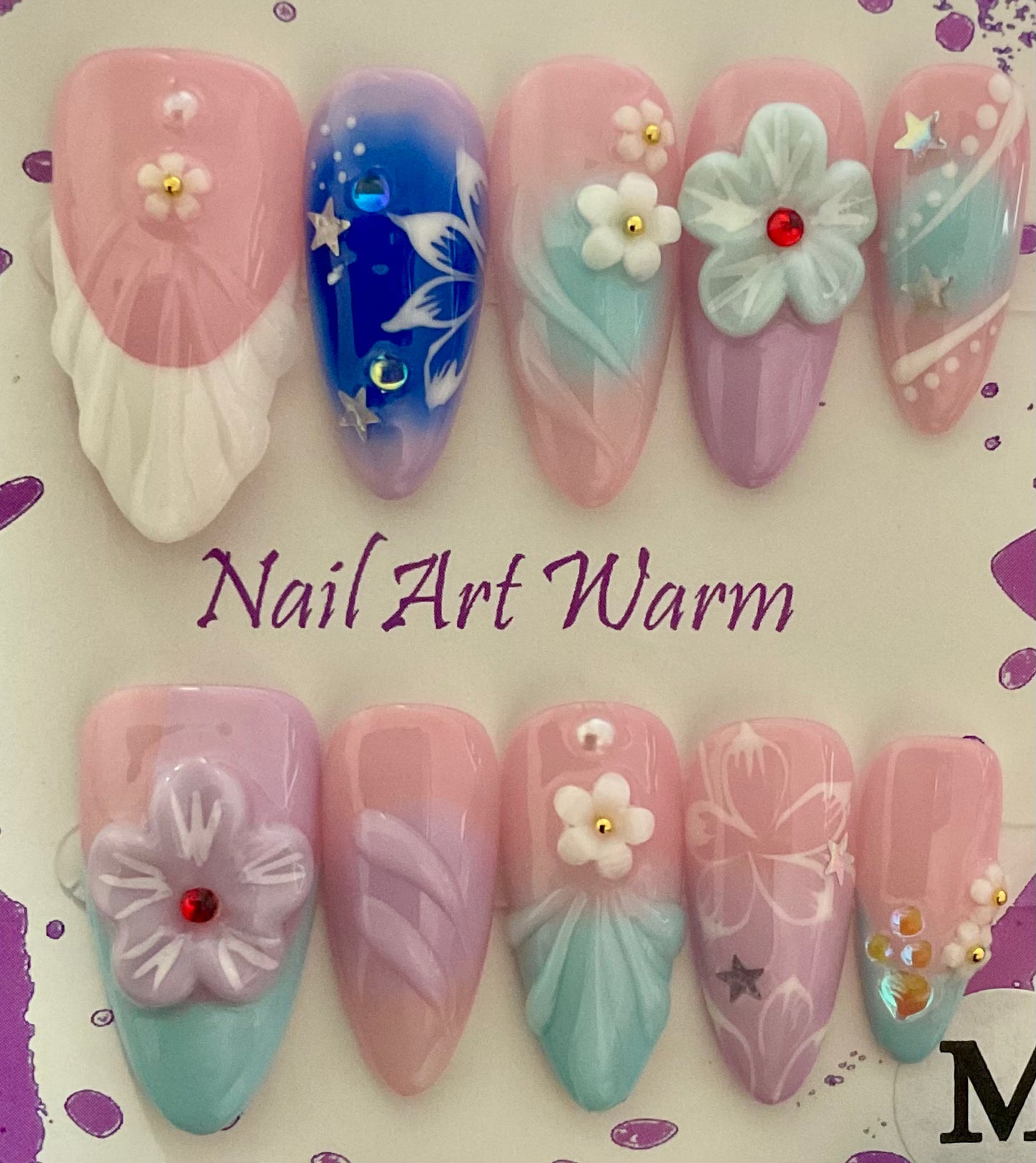 Blooming Charm 3D Press On Nails