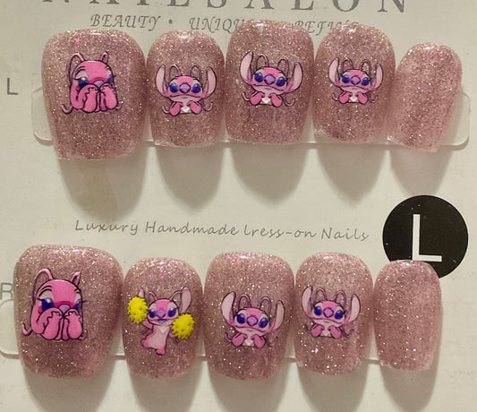 Glittery Character Press On Nails