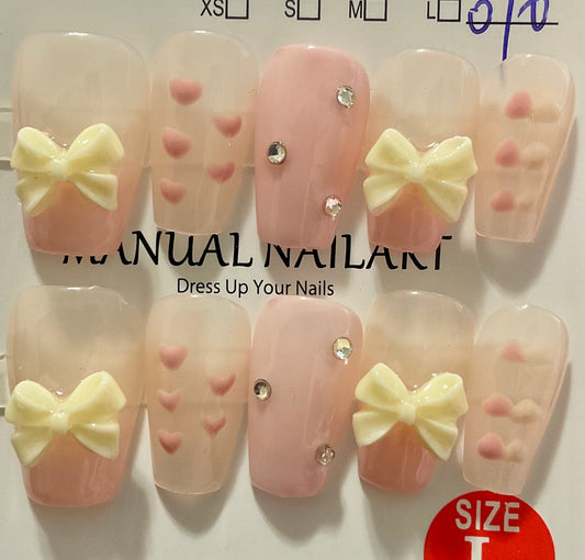 Pink Hearts & Bows Press On Nails