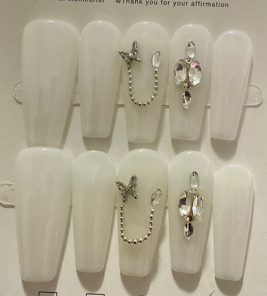 White Gloss Press On Nails