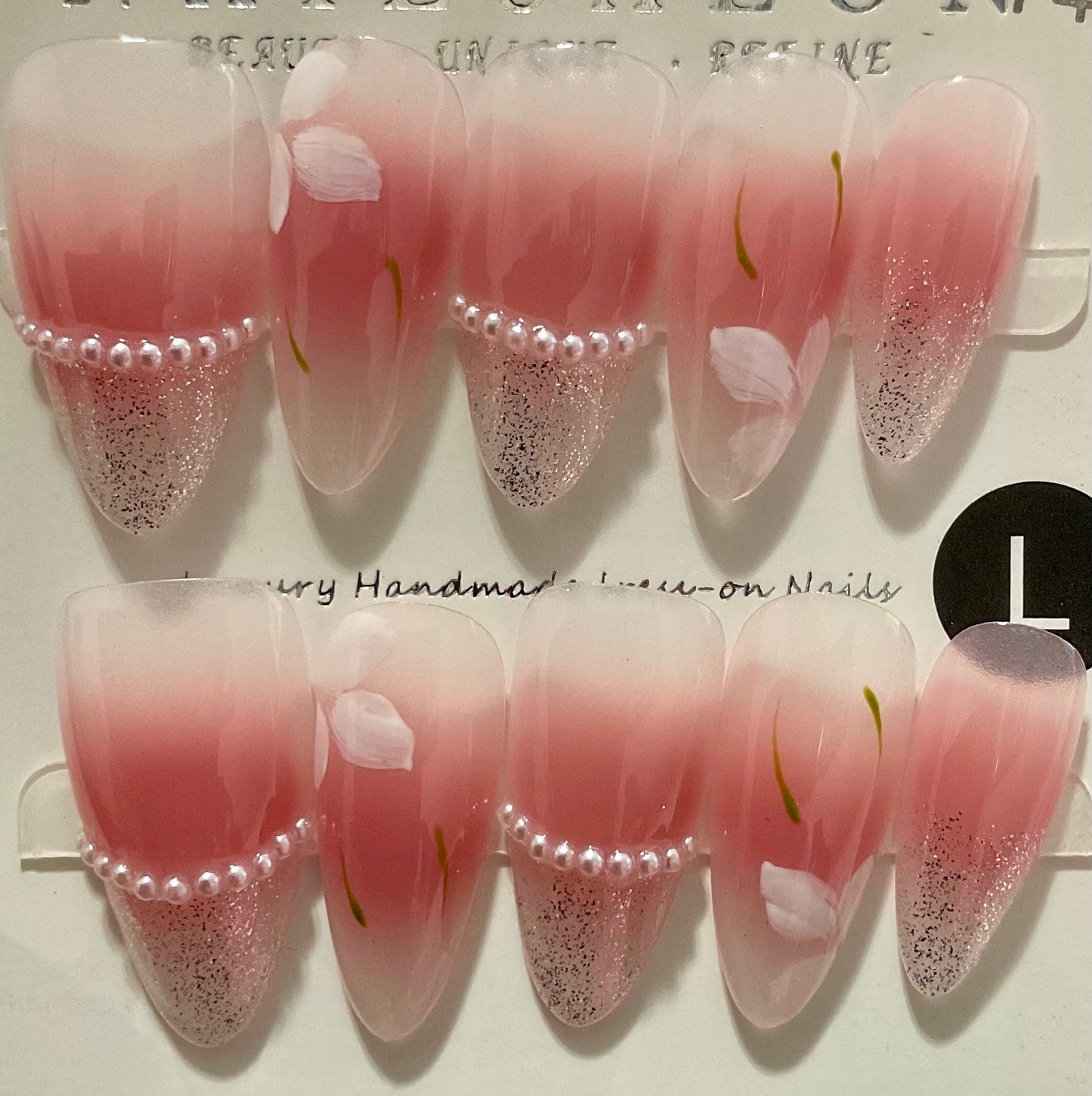 Elegant Pearl & Petal Press On Nails