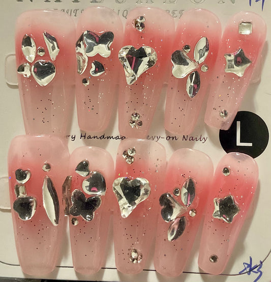 Sliver Drip Press on Nails