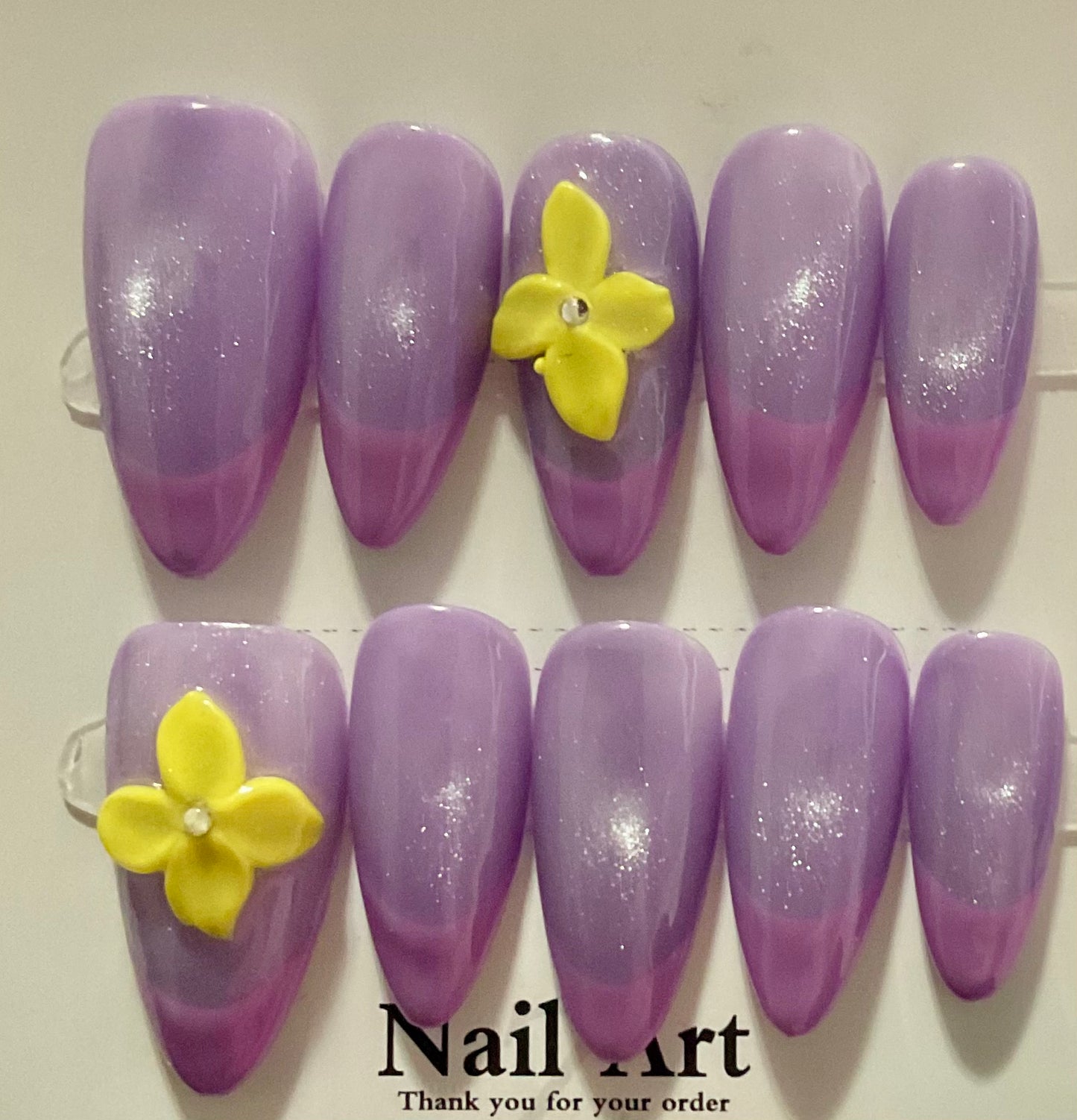 French Tips with Flower Press On Nails