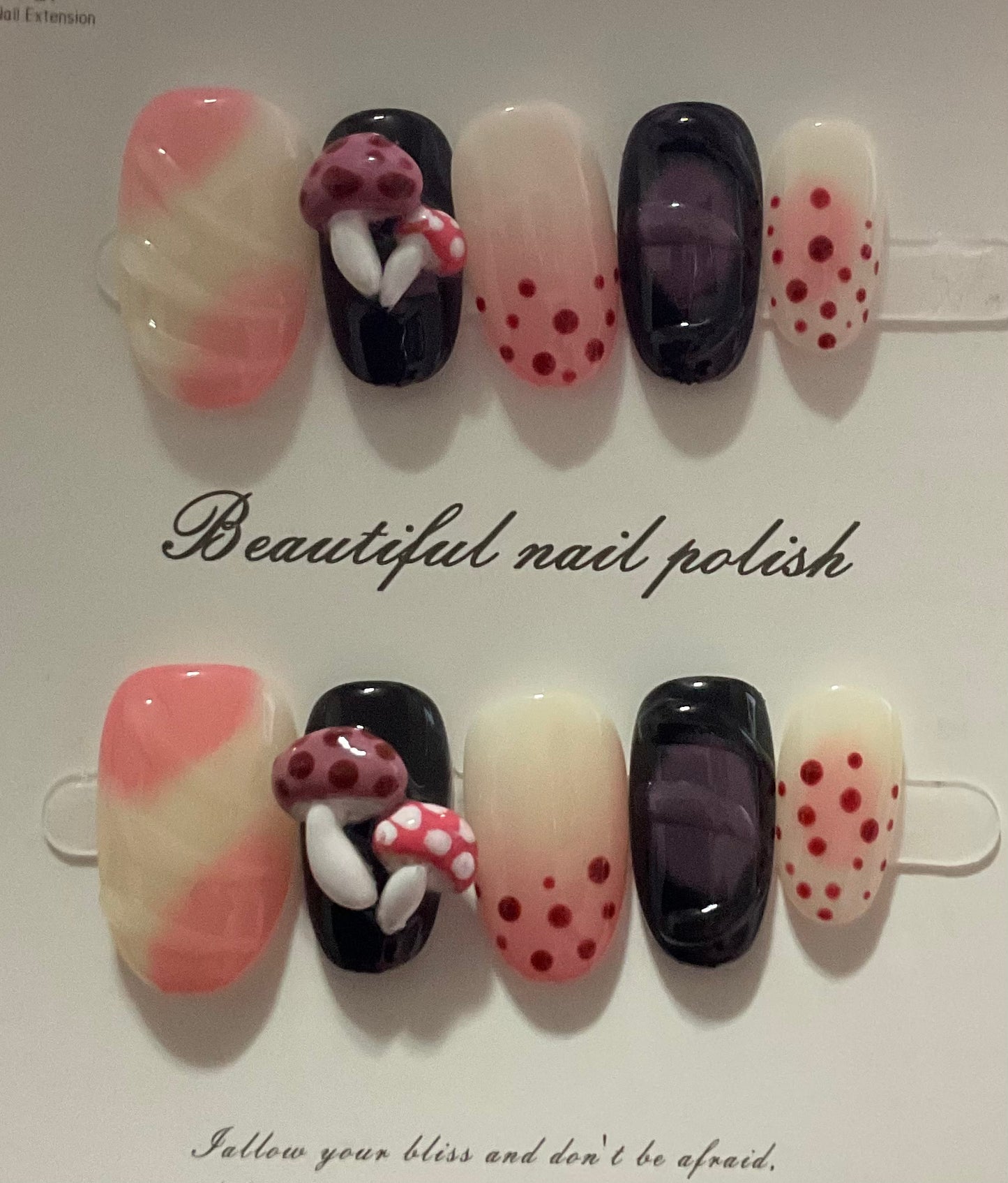 Forest Fantasy Pink & Black Press On Nails