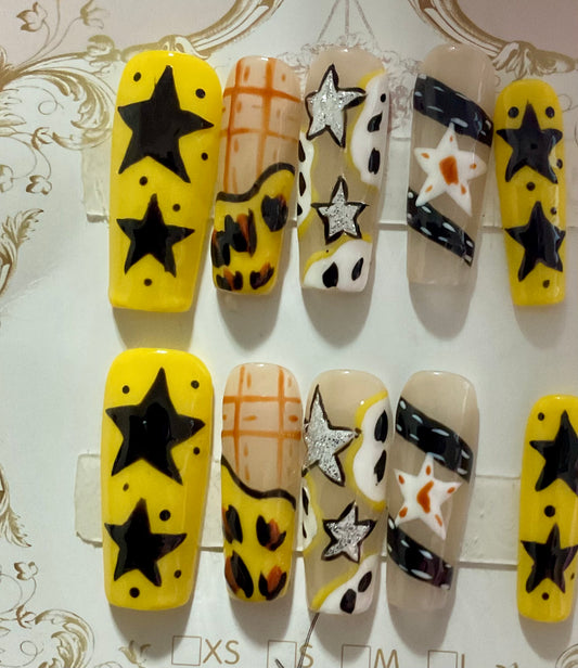 Western Star Cow Print Press On Nails