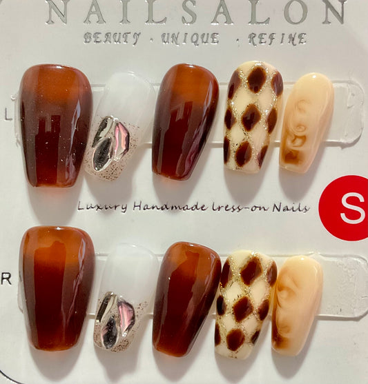 Brown Gradient Press On Nails