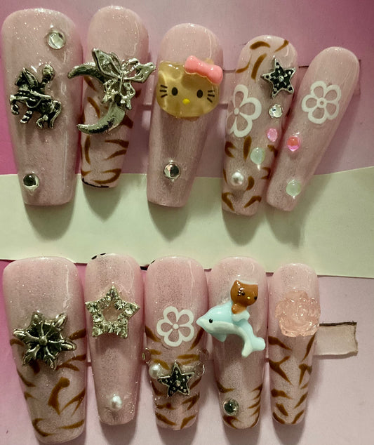 Hello Kitty & Dolphin Press On Nails