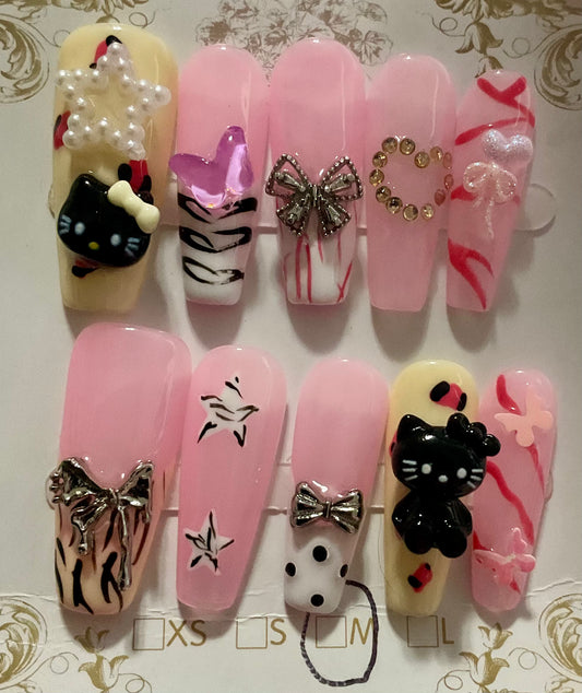 Pink & Cream Press On Nails