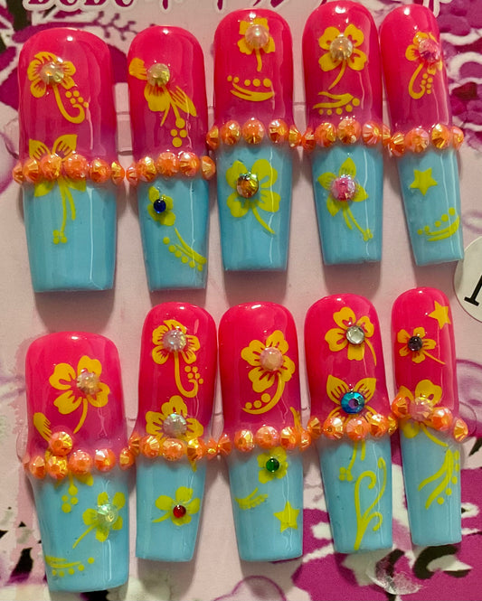 Spring Festival Beaded Press On Nails