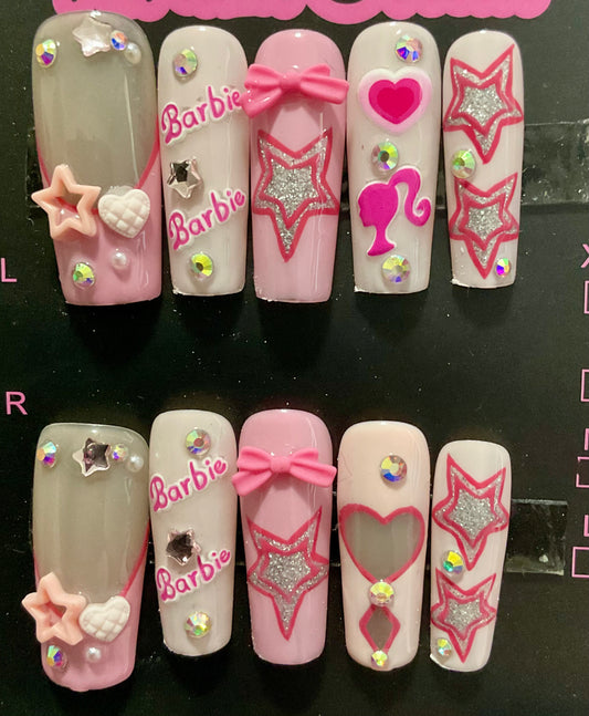 I Love Barbie Press On Nails