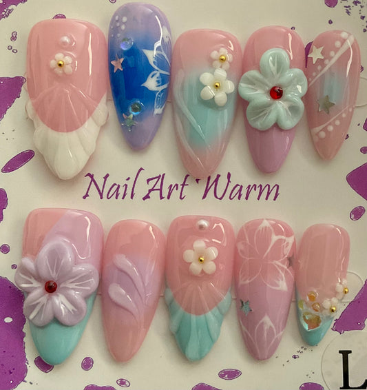 Blooming Charm 3D Press On Nails