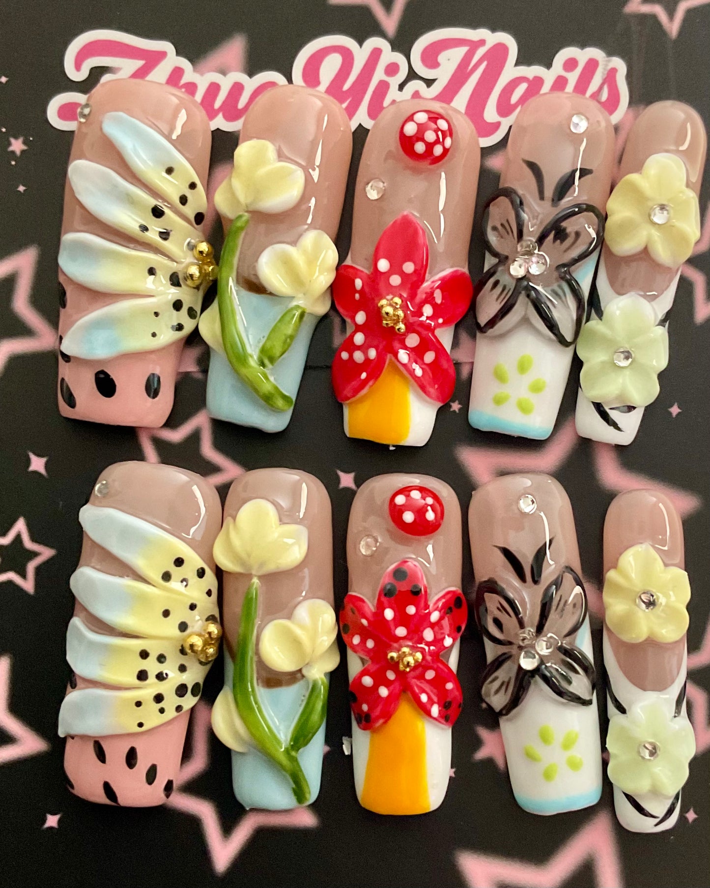 Mushroom & Flower Press On Nails