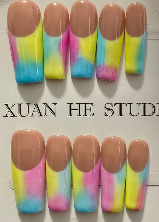 Tie-Dye Effect Press On Nails