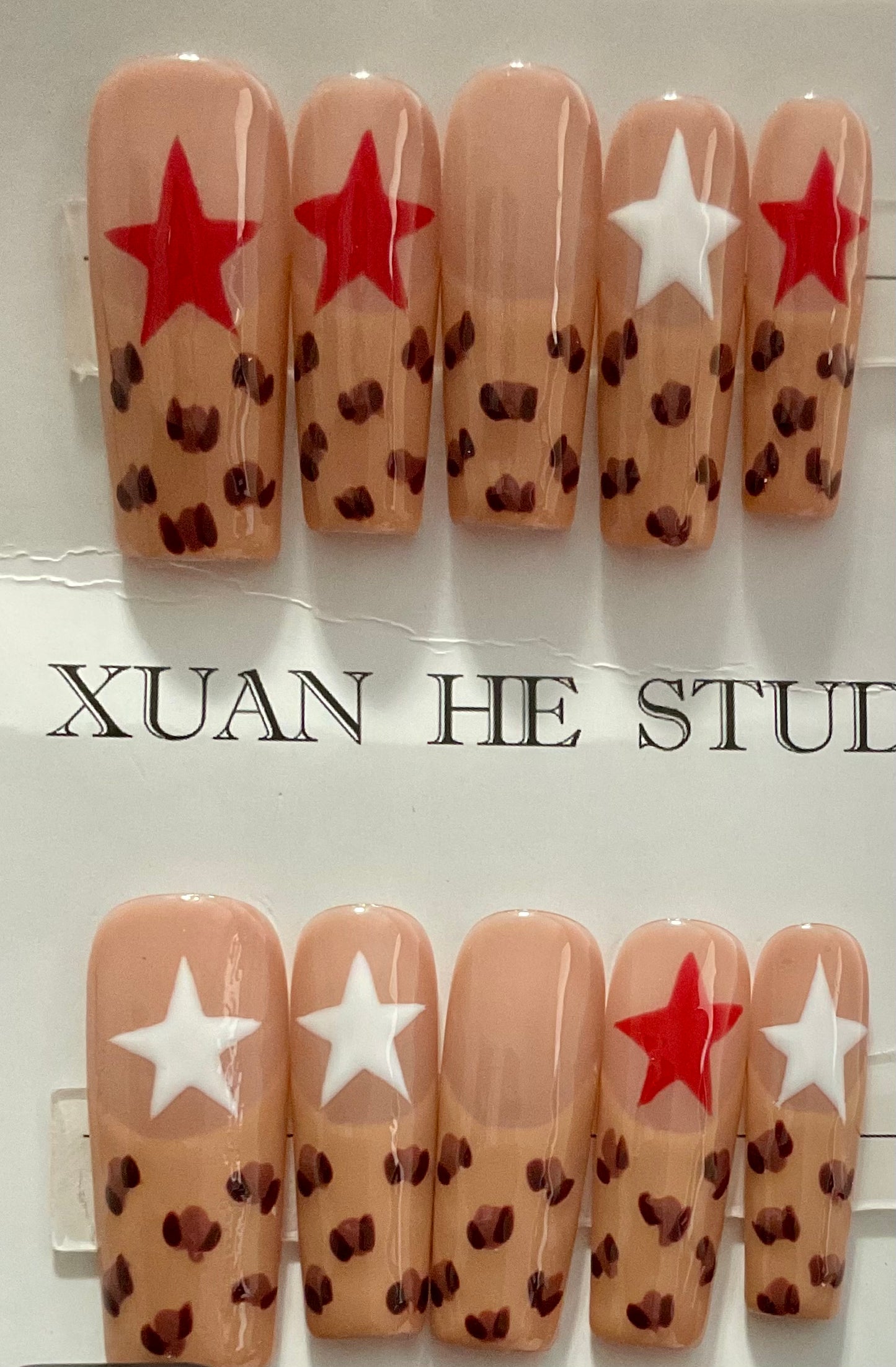 Leopard Star Press On Nails