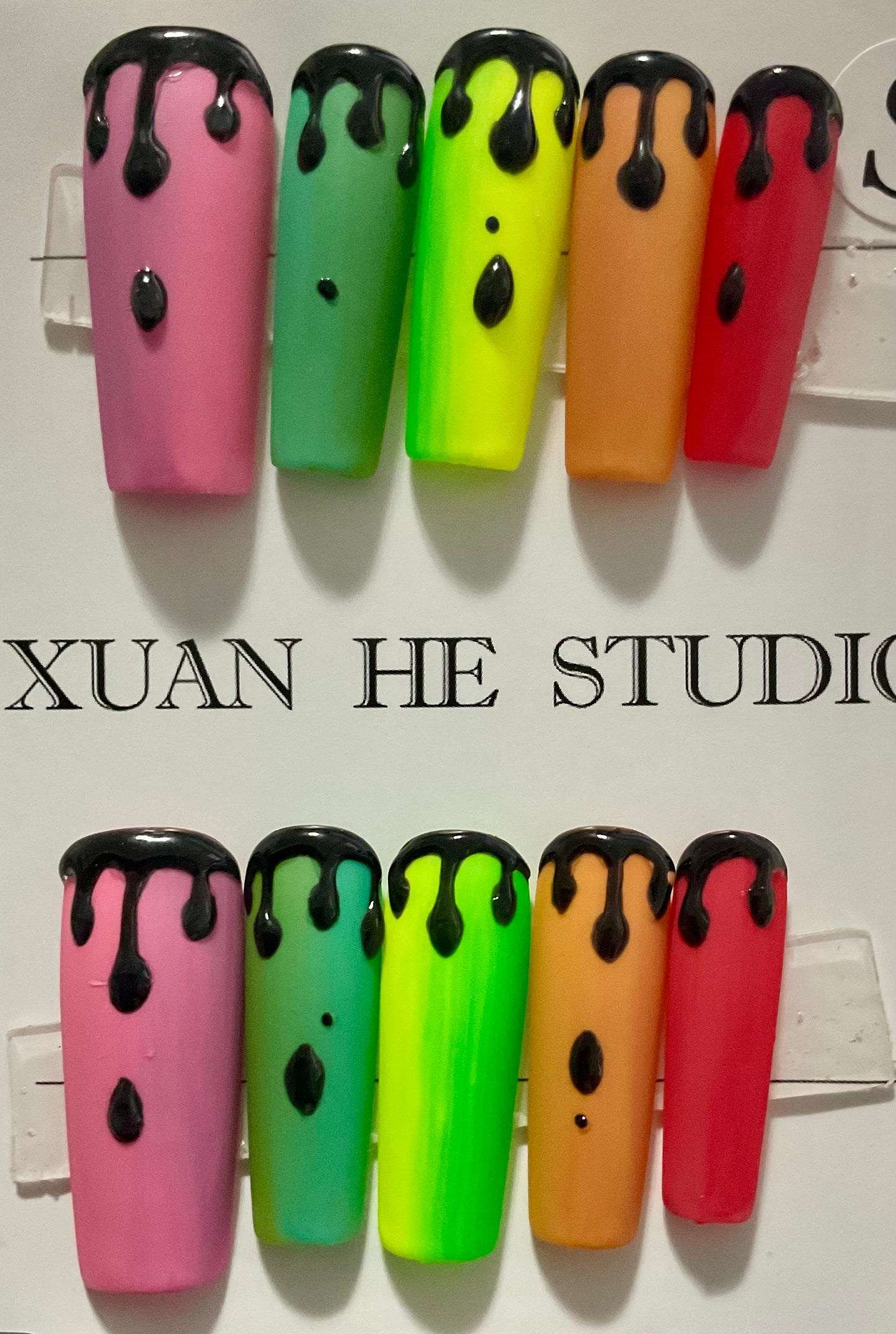 Rainbow Drip Press On Nails