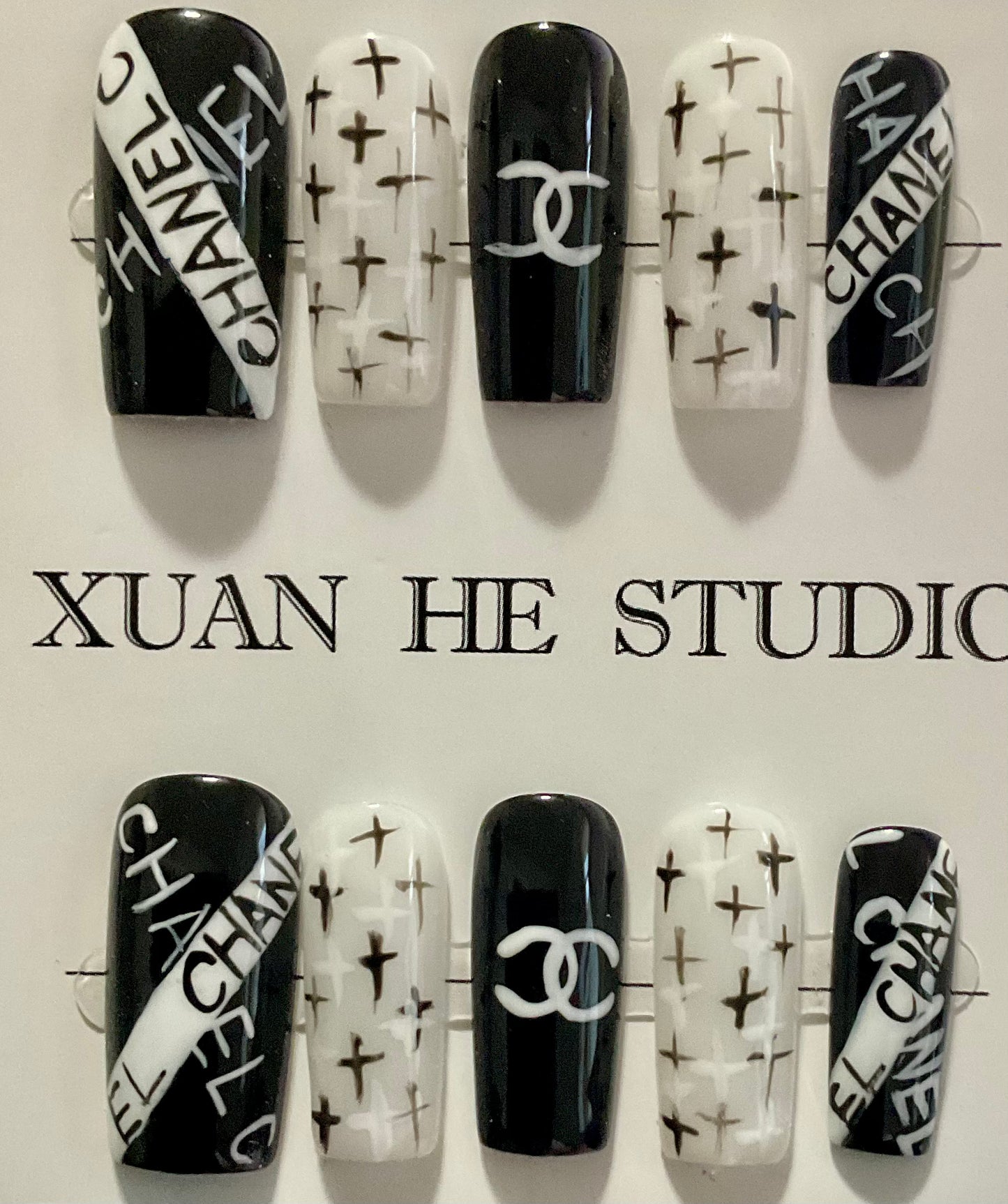 Black & White Chanel Press On Nails