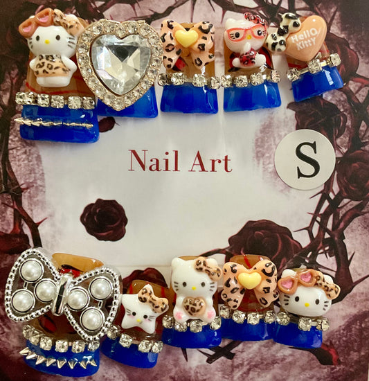 Blue HK Duck Press On Nails