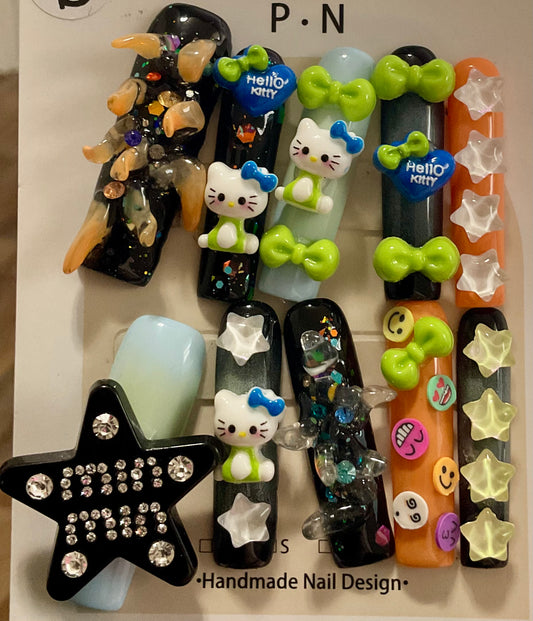 Kawaii Galaxy 3D Press On Nails