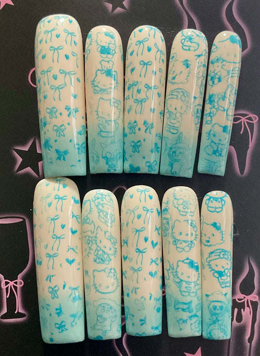 Whimsical Bow & Character Press On Nails