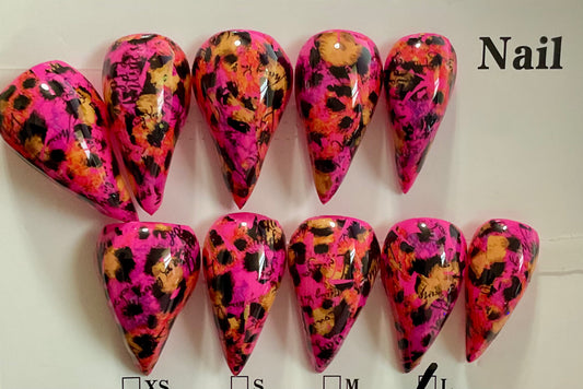 Neon Graffiti Claw Press On Nails