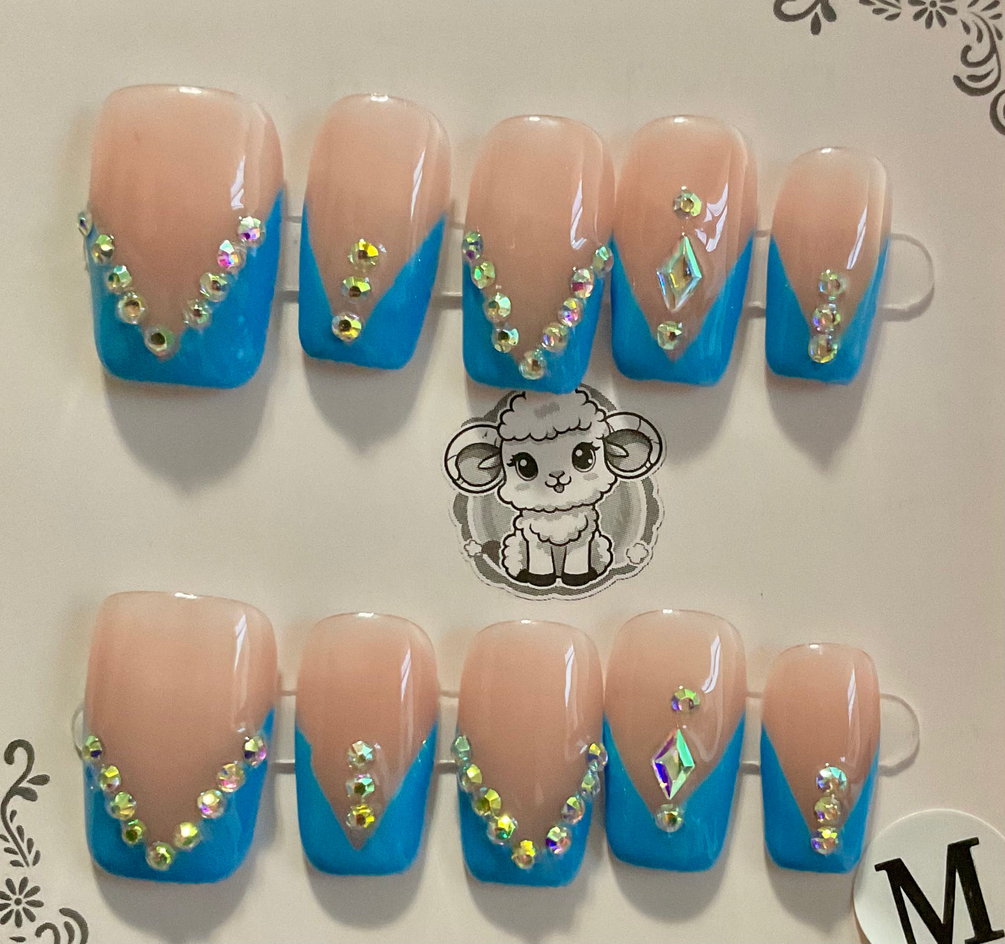 Sparkling Blue Tipped Press On Nails