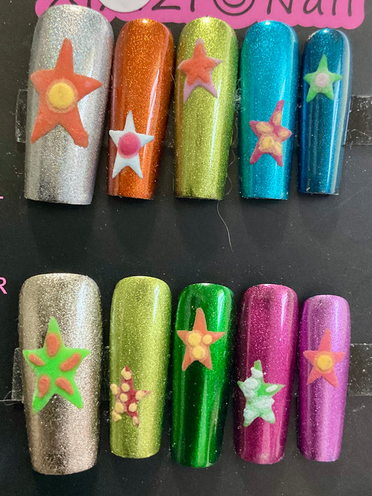 Colorful Chrome Press On Nails