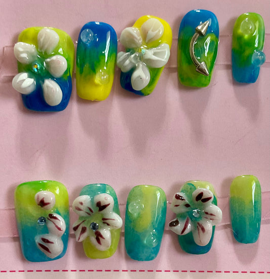 Tropical Boom 3D Press On Nails