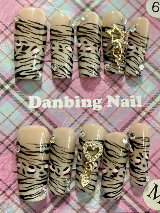 Glam Zebra Pattern Press On Nails
