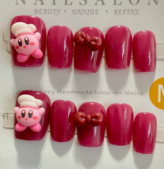   3D Kirby Press On Nails