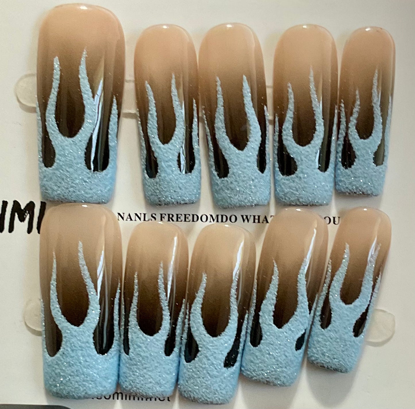 Frosted Flame Press On Nails