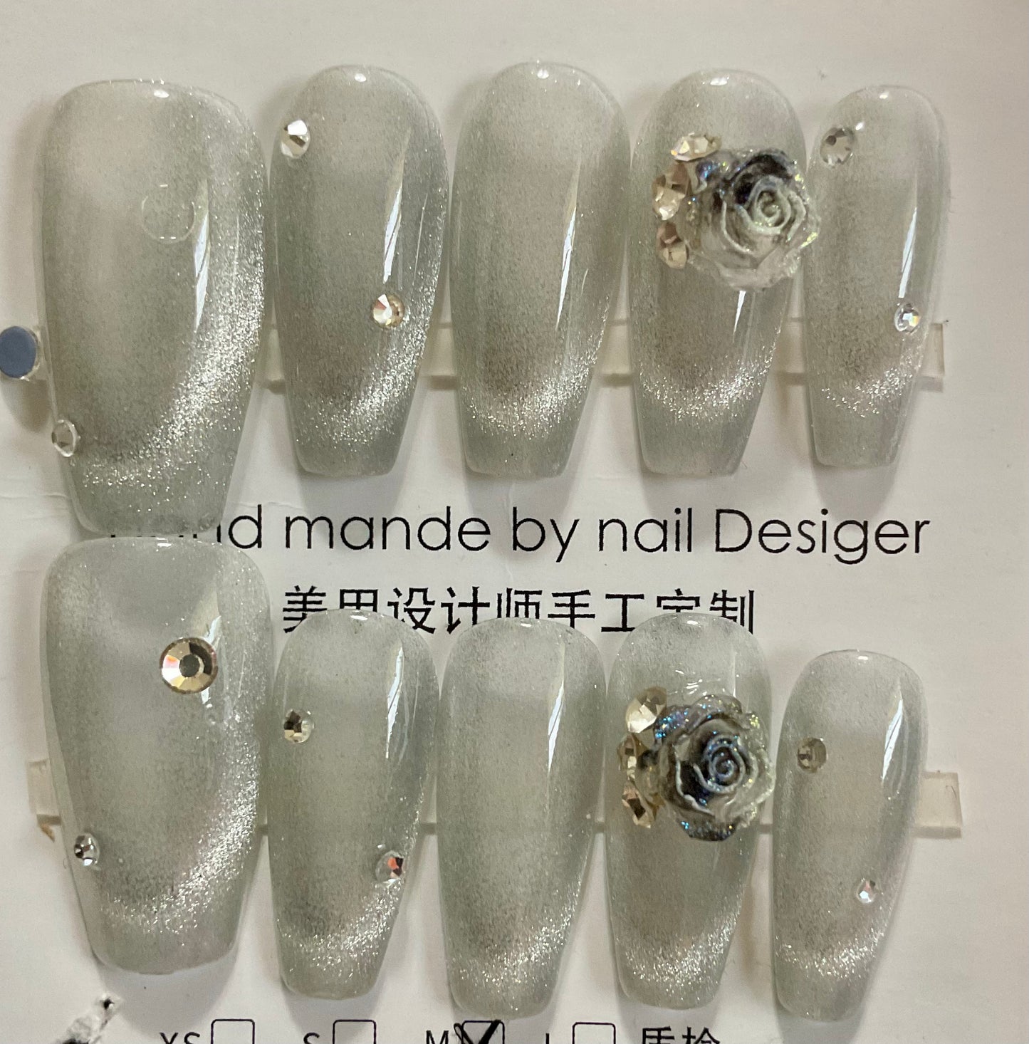 Silver Gradient Press On Nails
