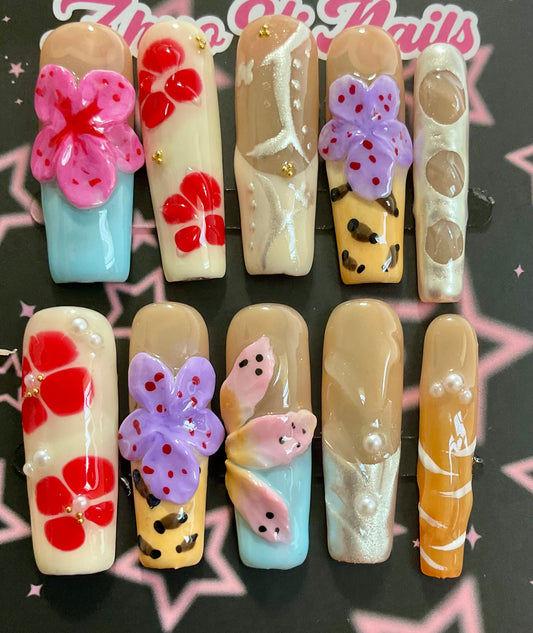 Colorful Textured Press On Nails