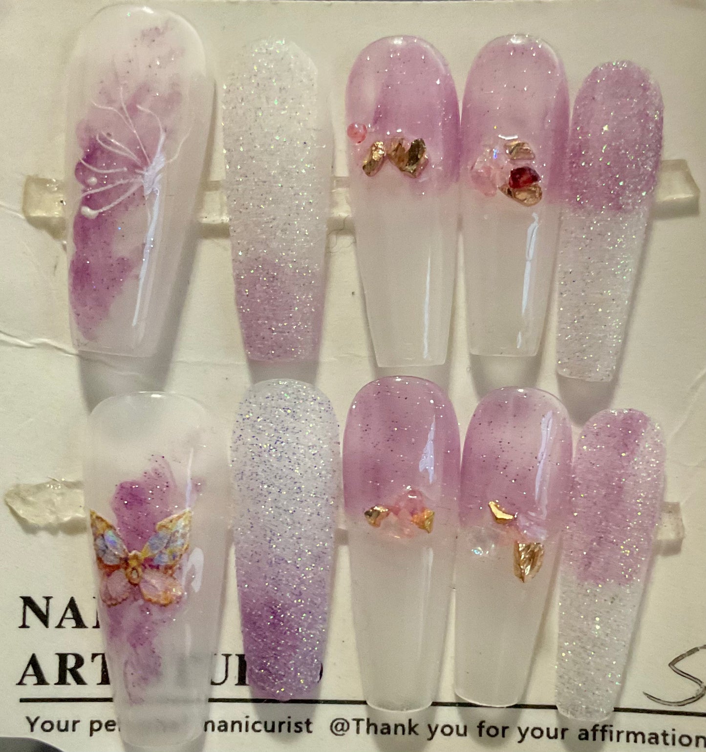 Lavender Blossom Glitter Press On Nails