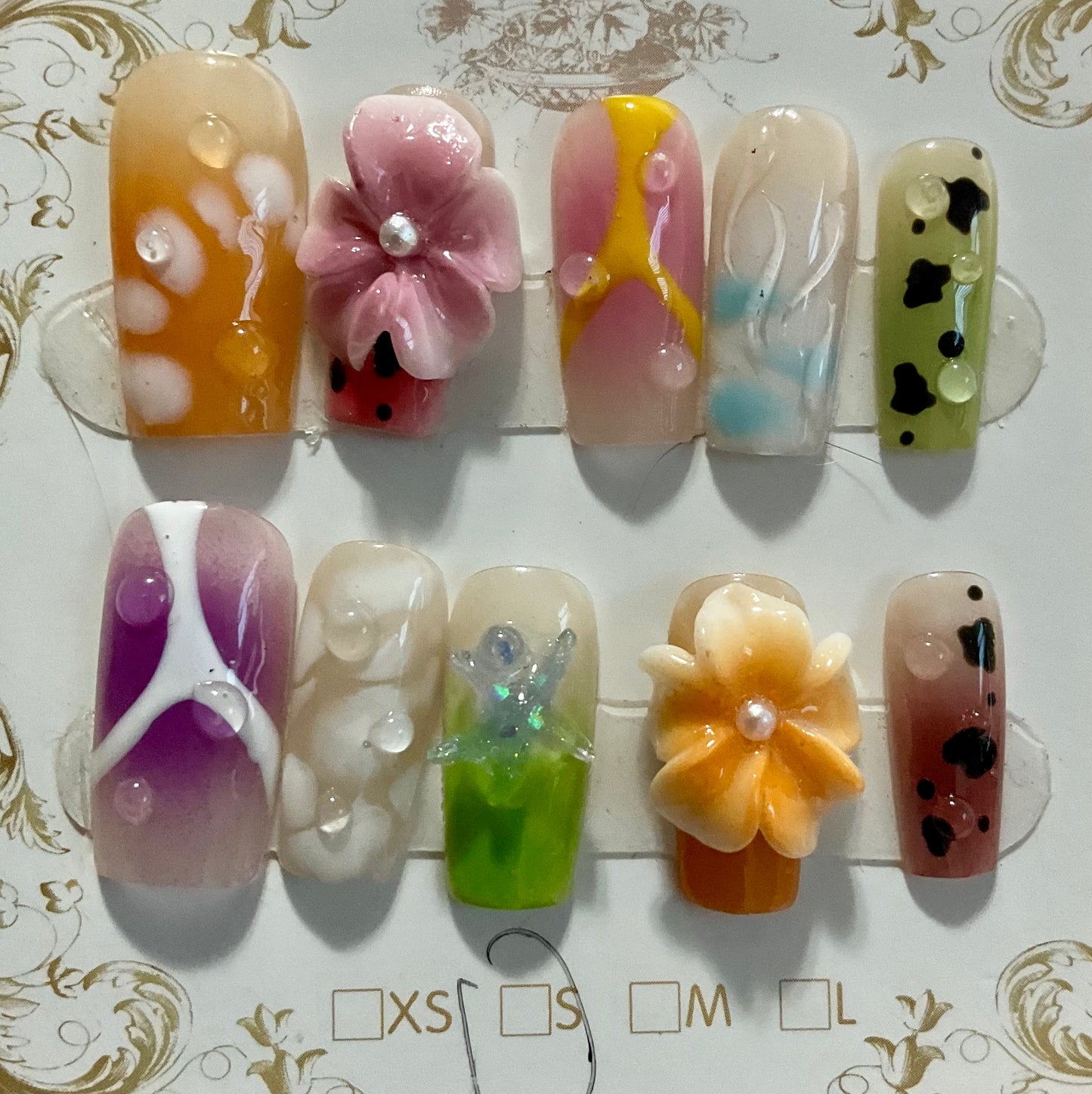 Layerd Bloom Press On Nails